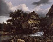 Jacob van Ruisdael Two Water Mills and an Open Sluice oil painting